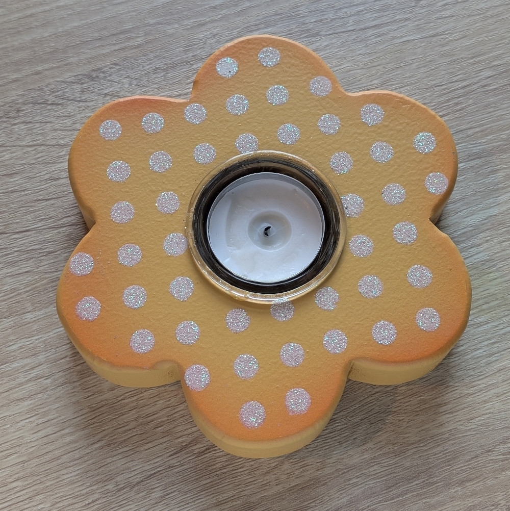 Orange Flower-Shaped Tealight Holder